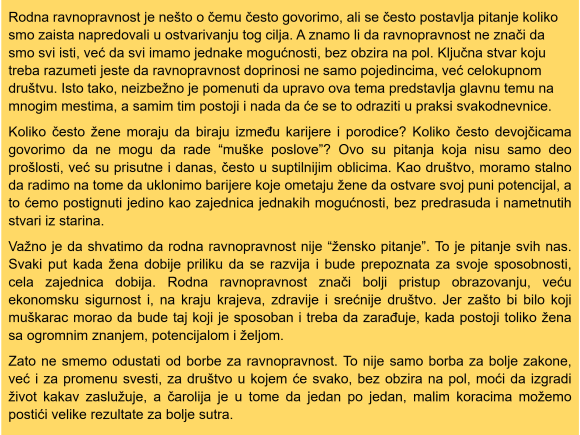 Rodna ravnopravnost -Nevena TMG